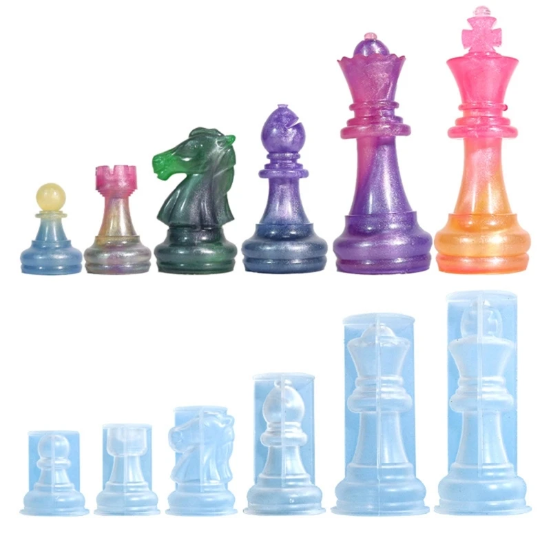 

Chess Epoxy Molds Large Chess Mould Chess Silicone Moulds Chess Piece Mold Set Hand-Making Supplies for DIY Art Crafts
