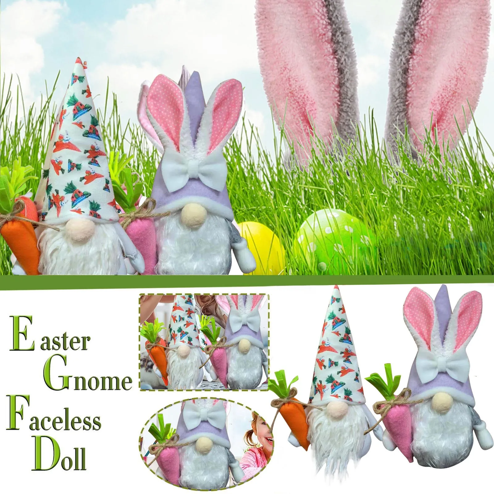 

Easter Day Gnome Rabbit Faceless Doll Decorations Bedroom Living Room Desktop