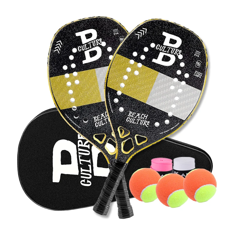 Racquet Beach Tennis Professional 100% Carbon Fiber Eva Memory Raquete Tennis Racket tenis Sports with 3 Balls + 2 Grip + Bag
