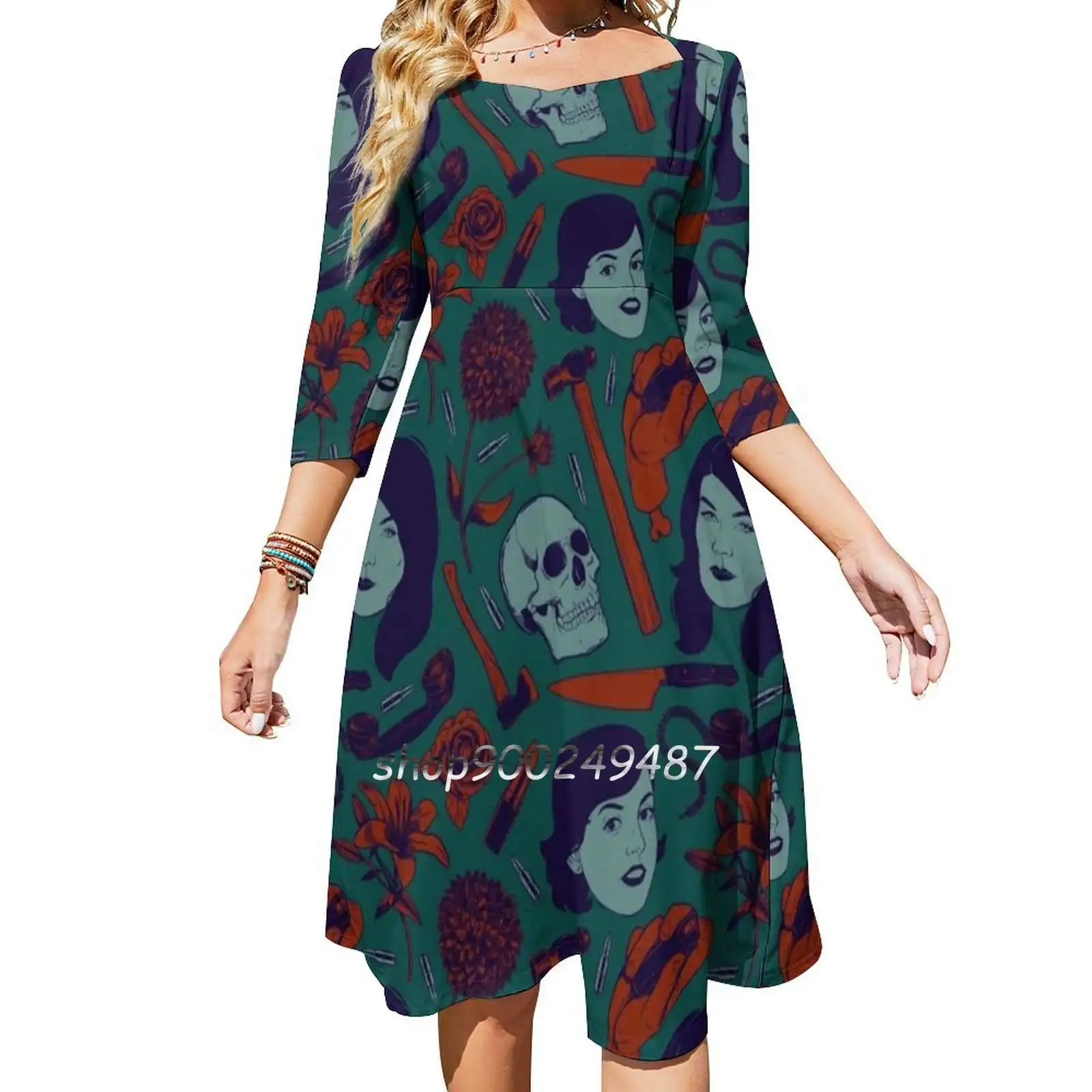 

Женское винтажное вечернее платье средней длины, привлекательное цельнокроеное платье в Корейском стиле «мое любимое убийство»