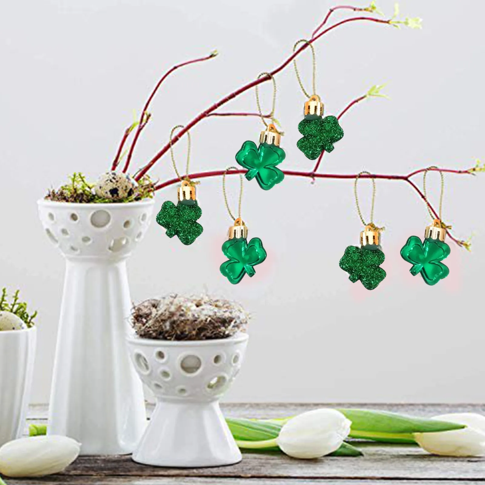 24 шт. ирландские акулароты орнамент блестящий клевер удачи подвесная безделушка