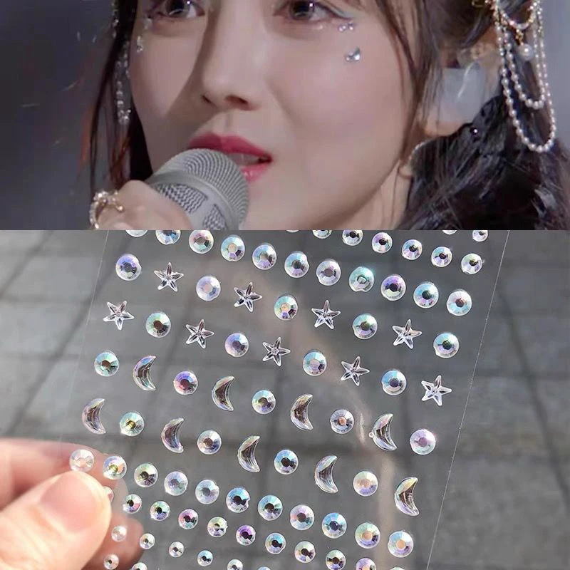 

Butterfly Moon Star Face Stickers Face Makeup Crystal Jewel Stickers Decoration Self Adhesive Glitter Stickers Body DIY Beauty