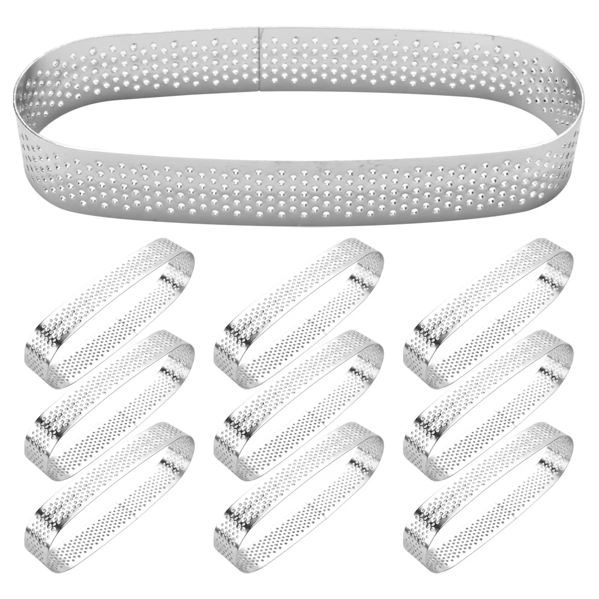 

10 Pack Oval Tart Ring,Perforated Baking Ring,Pastry Ring,Stainless Steel Cake Tart Mold Rings,Baking Tart Ring