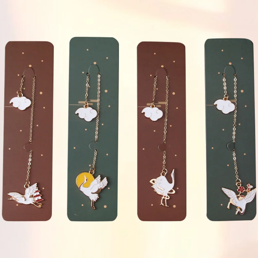 

4pcs Mark Gift Crane Bookmarks Metal Bookmarks Retro for Home School