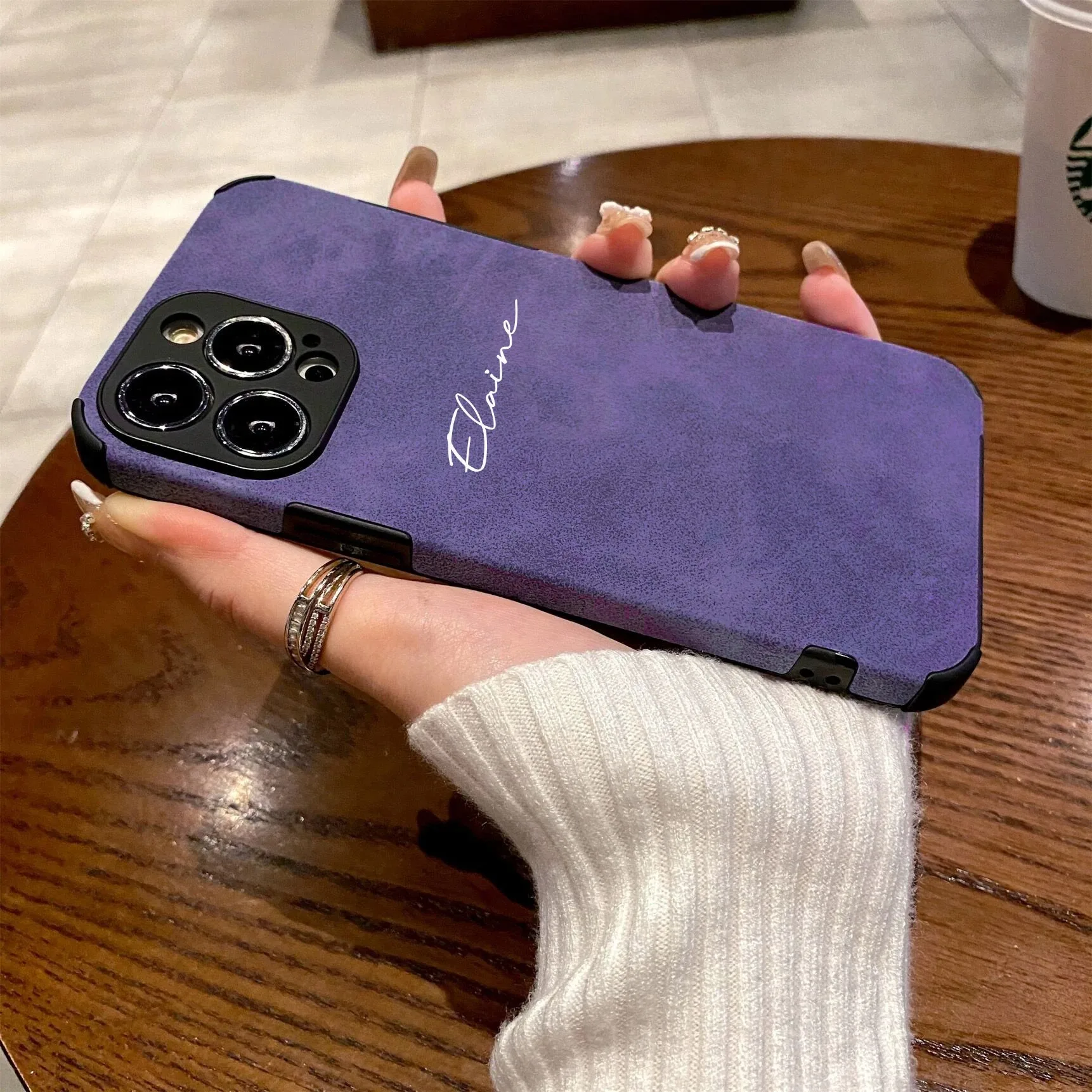 Роскошный кожаный чехол с персонализированным именем Lamskin для iPhone 15 16 Pro Max 14 13 12