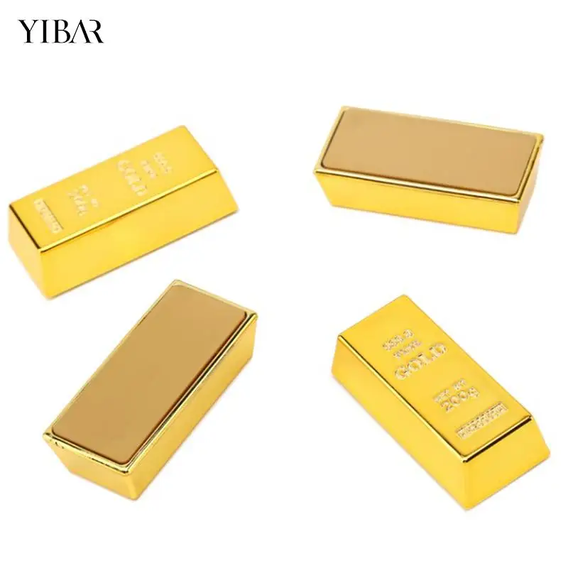1 шт. пластиковые поддельные золотые слитки имитация золотого кирпича блестящие