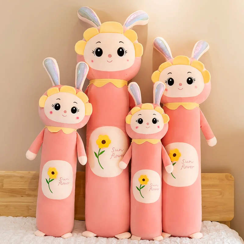 

Zqswkl 90/110/130 см Подсолнух Кролик Длинные подушки обнимающие плюшевые игрушки кролик кукла дети нога для сна подарок на день рождения для девоч...