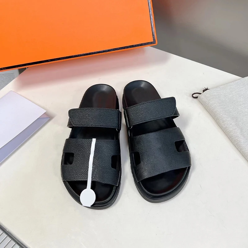 

Шлепанцы из натуральной кожи для мужчин и женщин, роскошные дизайнерские сандалии, пляжные модные тапочки, лучшее качество, 2023