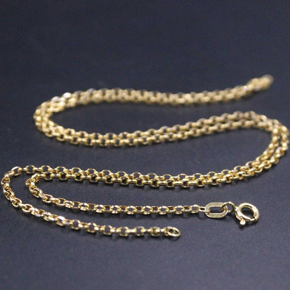

Ожерелье из чистого 18-каратного желтого золота Au750, 2 мм Вт, звено кабельной цепи, 19,6 дюйма, L 2,3-2,6 г