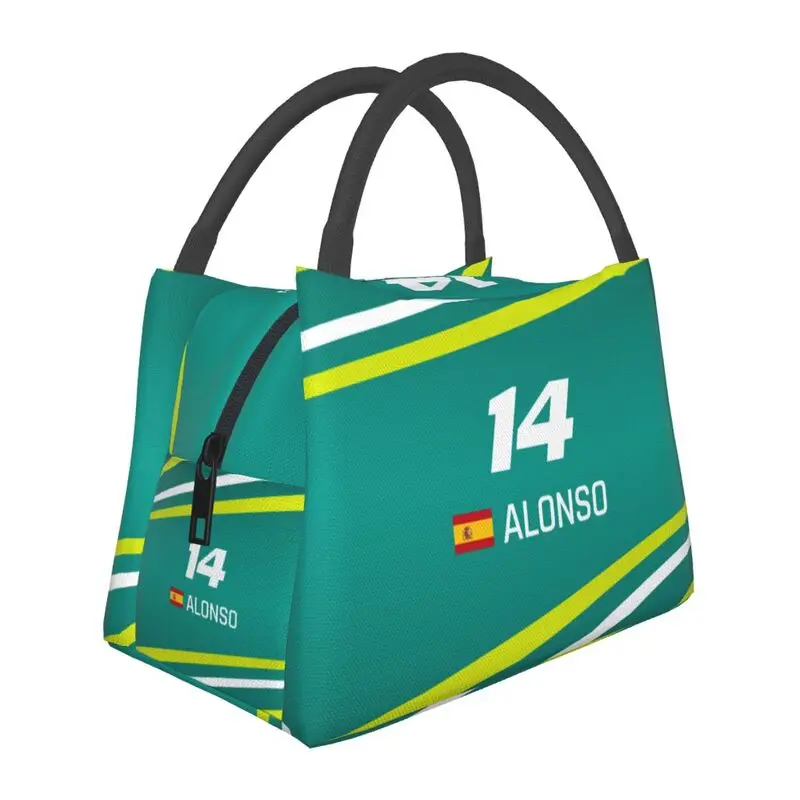 

Fernando Alonso 14 Insulated Lunch Bags for Women Waterproof Aston Martin Thermal Cooler Lunch Box Work Picnic