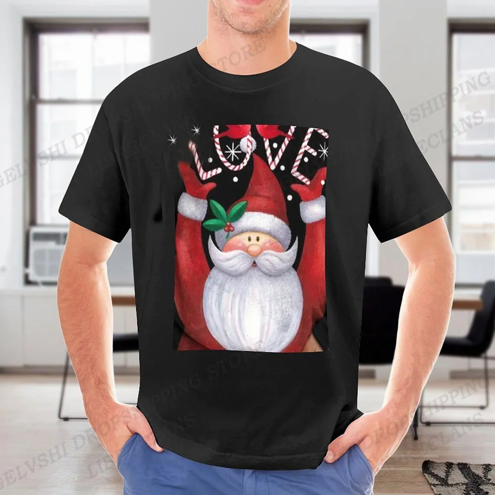 

Santa Claus T Shirt Men Women Fashion T-shirts Cotton Tshirt Christmas Camisetas Letter Print Tops Kids Hip Hop Tops Tees Unisex