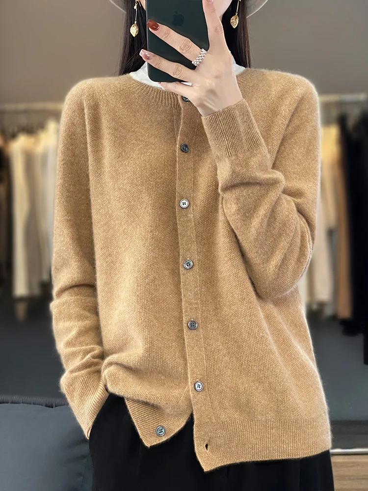 

Wool Cardigan Sweater Women O-neck Long Sleeve Top Korean Style New In Outerwears Mujer Knitwear Oversize Designer Spring Clothe