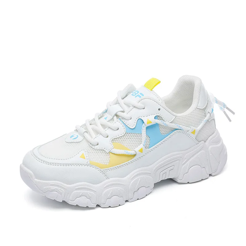 Women's Chunky Sneakers 2022 Fashion Increased Ladies Platform Shoes Lace Up Breathable Vulcanize Shoes Female Designer Trainers