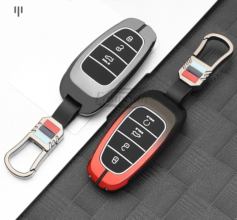 

Car Zinc Alloy Smart Fob Remote Key Case Holder Cover For Hyundai Tucson Solaris Sonata Hybrid Santafe NEXO NX4 Atos Prime 2022