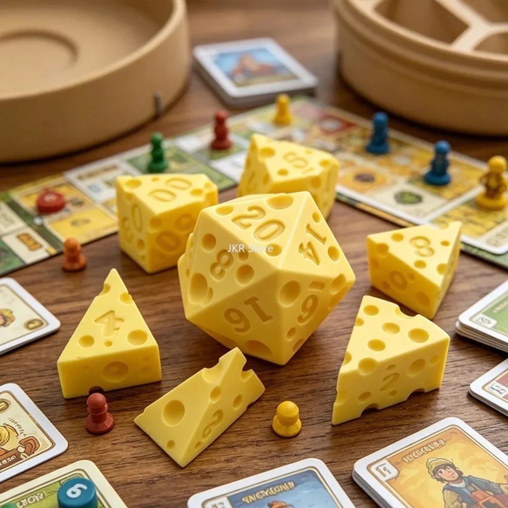 Фото Креативный набор кубиков для настольных игр нестандартной формы (D4, D20) с портативным футляром-орнаментом для семейных встреч, вечеринок и декора №2