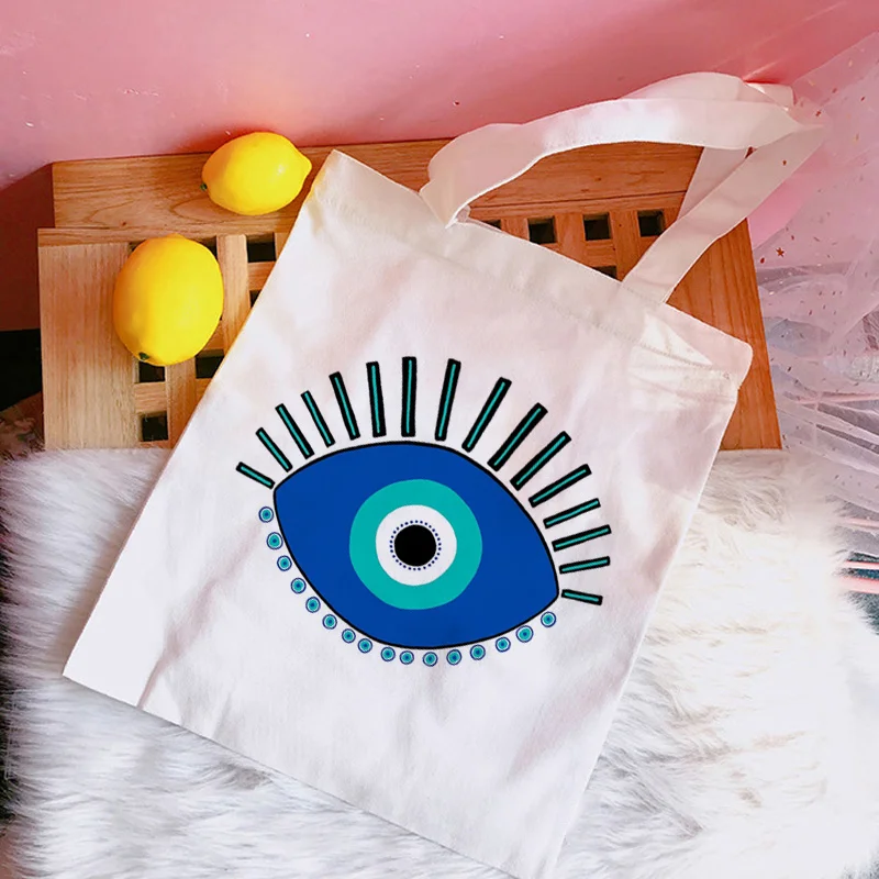 

Холщовая Сумка для покупок Blue Eye, многоразовая Экологически чистая сумка для покупок