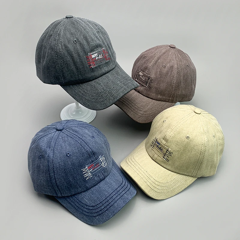 

New Retro Kpop Denim Letter Men Women Baseball Hats Cotton Funny Streetwear Fashion Breathable Casual Sport Soft Hip Hop Caps
