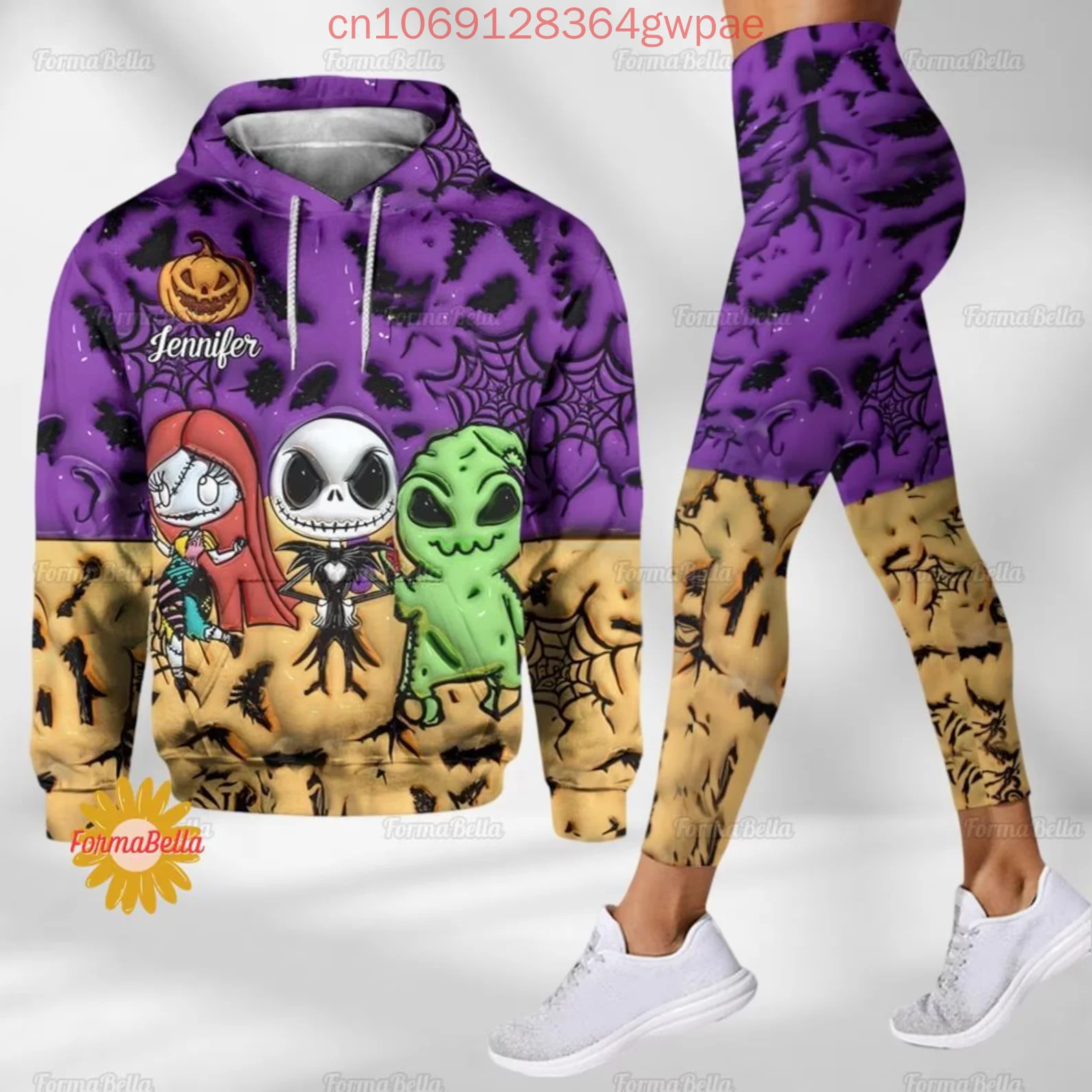 Женский комплект с капюшоном Disney Jack Skellington and Sally леггинсы Кошмар перед Рождеством