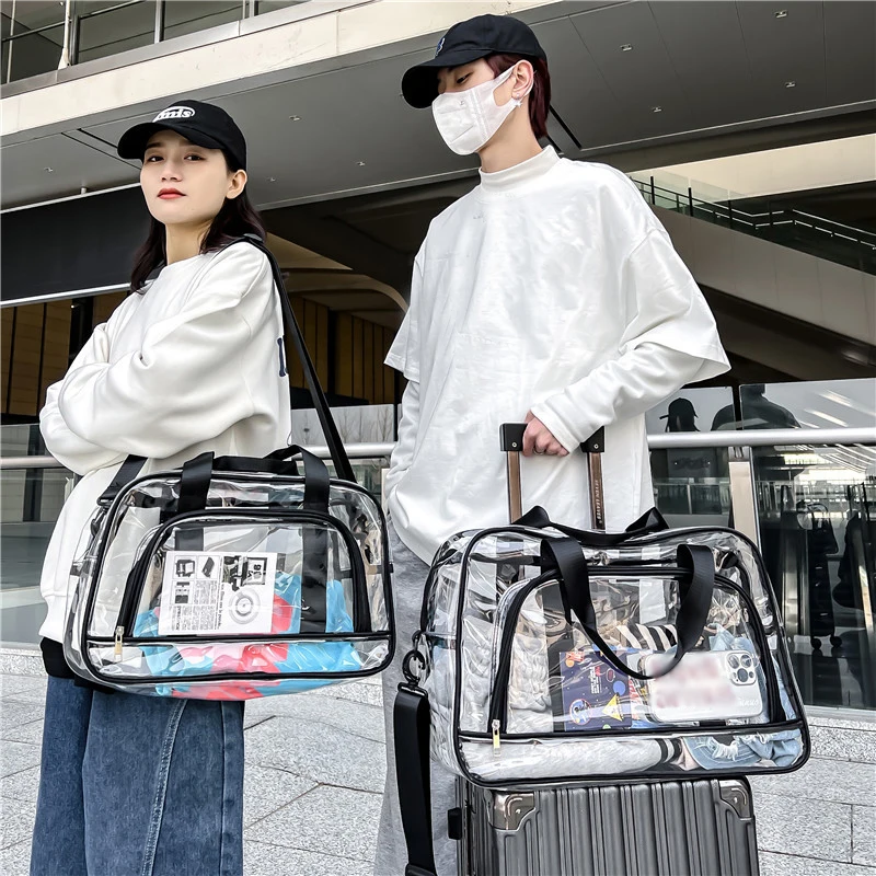 

Transparent Pvc Travel Bag Fitness Train Large Capacity Beach Duffel Bag Lightweight Waterproof Portable Swimming Cosmetic Bag