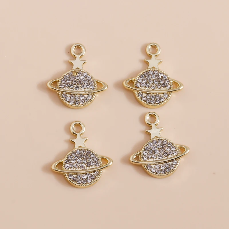 

4pcs 14x16mm Cute Crystal Planet Star Charms Pendants for Women Fashion Earrings Necklaces DIY Handmade Bracelets Jewelry Making