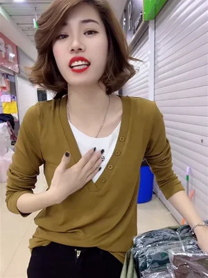 Осень 2024 новая женская одежда однотонный облегающий костюм с v-образным вырезом