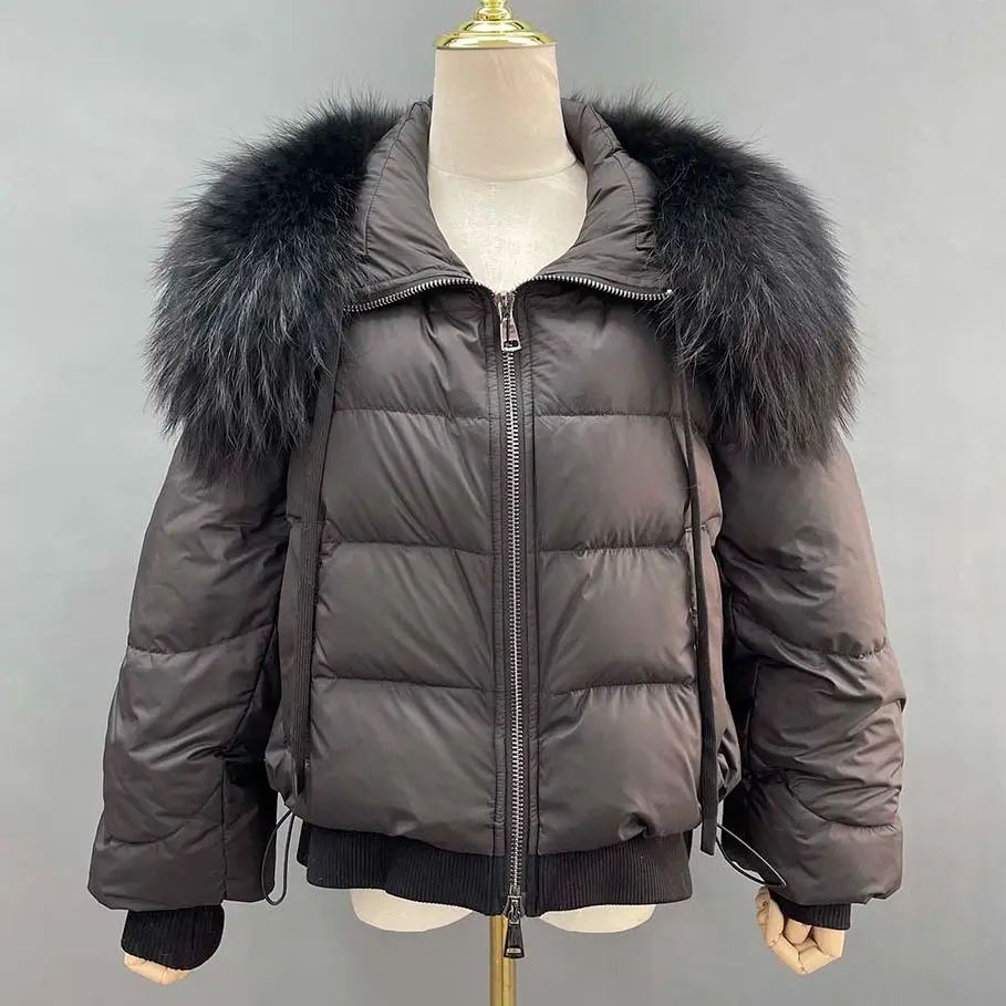 JANEFUR Goose Down Coats with Real Raccoon Fur Collar 2023 Fashion Warm Female Winter Jacket Promotion