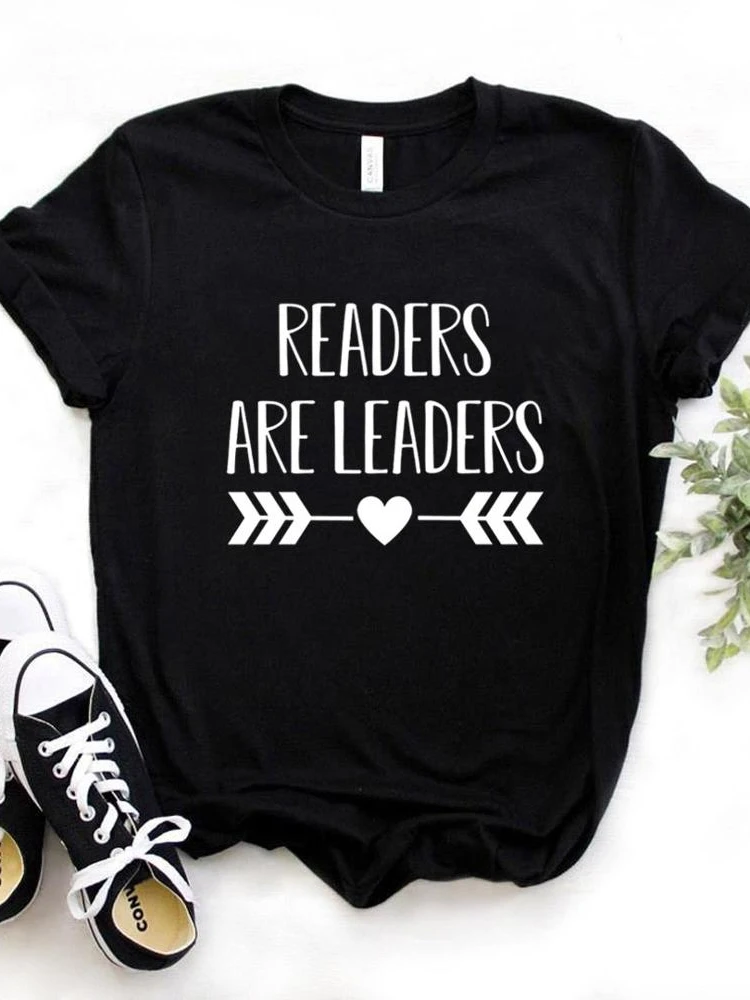 

Women T Shirt Readers Are Leaders Print Tshirt Women Short Sleeve O Neck Loose T-shirt Ladies Causal Tee Shirt Clothes