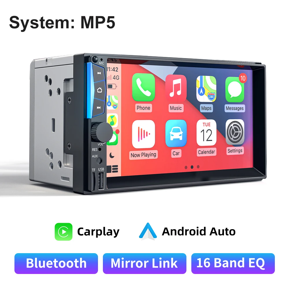 Autoradio Auto Media Player 7 Zoll Universal 2 Din Bluetooth USB/TF FM Aux-Eingang Autoradio MP5 Player mit Rückfahrkamera 