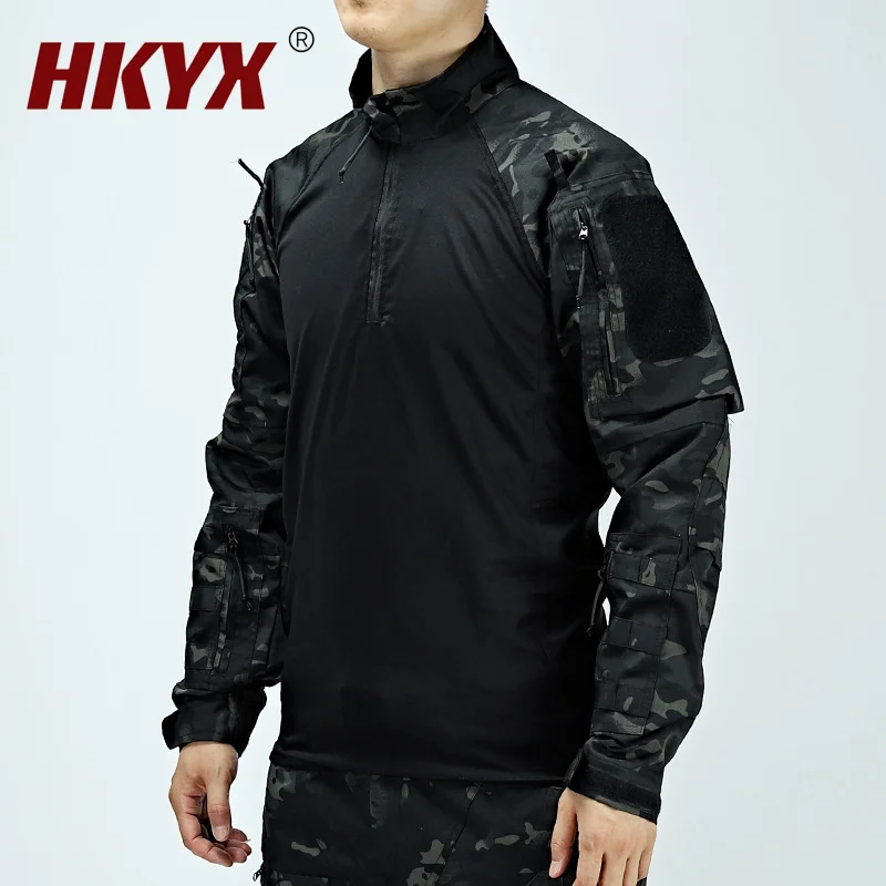 Купи Men's Outdoor Tactical Training Suit Camo light Combat Suit Men's Hunting Multi Pocket Pullover Hiking Camping Coat за 1,407 рублей в магазине AliExpress