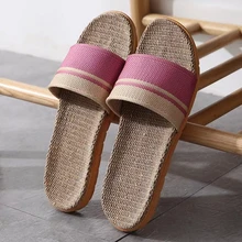 36-45 Plus Size Women'S Slippers Flat Sandals Linen Lightweight Casual Summer Slippers Women For Home Free Shipping 