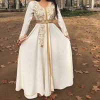elegant moroccan caftan white evening dresses long sleeves 2022 for women party arabic muslim abaya formal gowns vestidos ev170