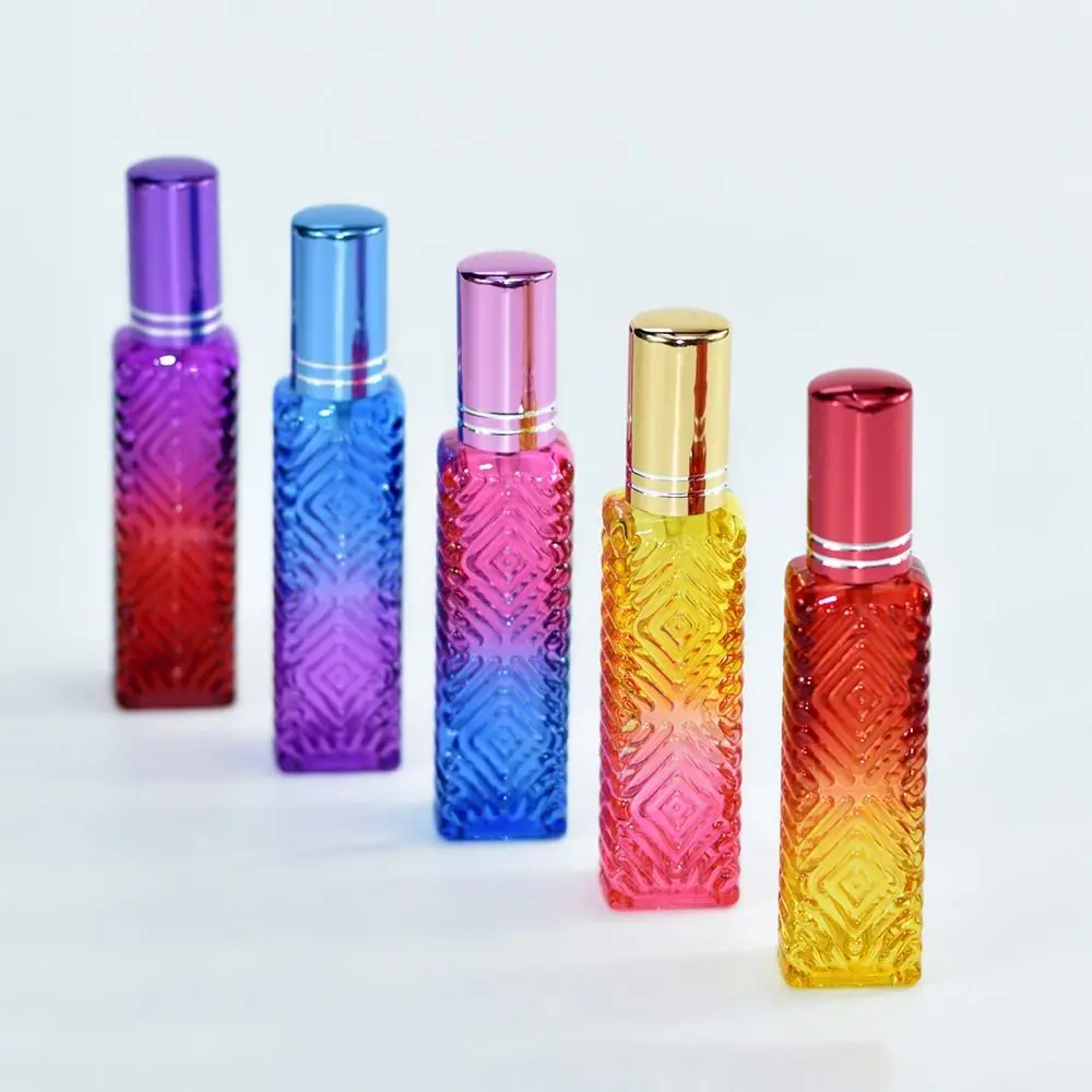 

10ml Sample Vials Colorful Glass Perfume Bottle Portable Mini Refillable Bottle Square Flat Bottle Thick Spray Bottle