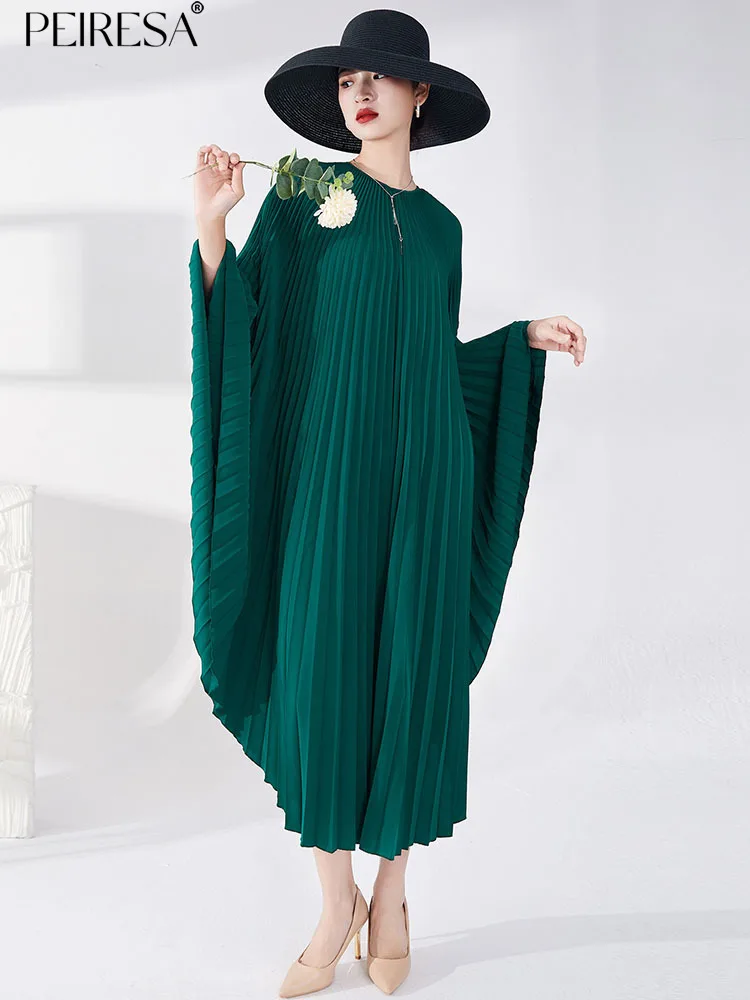 

платье летнее платье женское Женское Плиссированное Платье-миди, элегантное вечернее платье с круглым вырезом и длинным рукавом «летучая мышь», Модные свободные платья, весна-лето 2023 сарафан женский