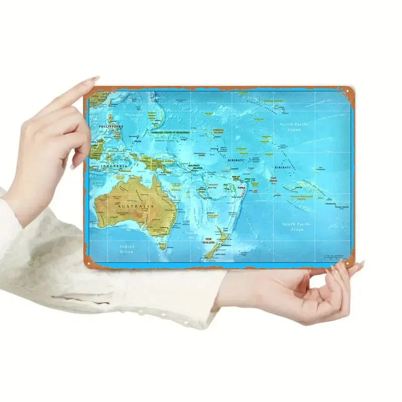 Карта Океании металлический постер клубный Американский Ретро знак Жестяная