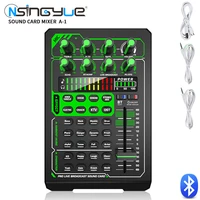 a1 external sound card live mixer sound processor for pc smartphone computer live recording with bluetooth and built in battery
