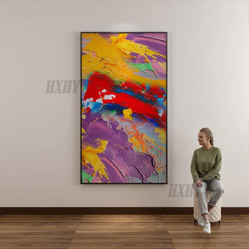

Handmade Canvas Painting Large Wall Art Colorful Painting Living Room Decorations Modern Abstract Canvas Art Home Decor Posters