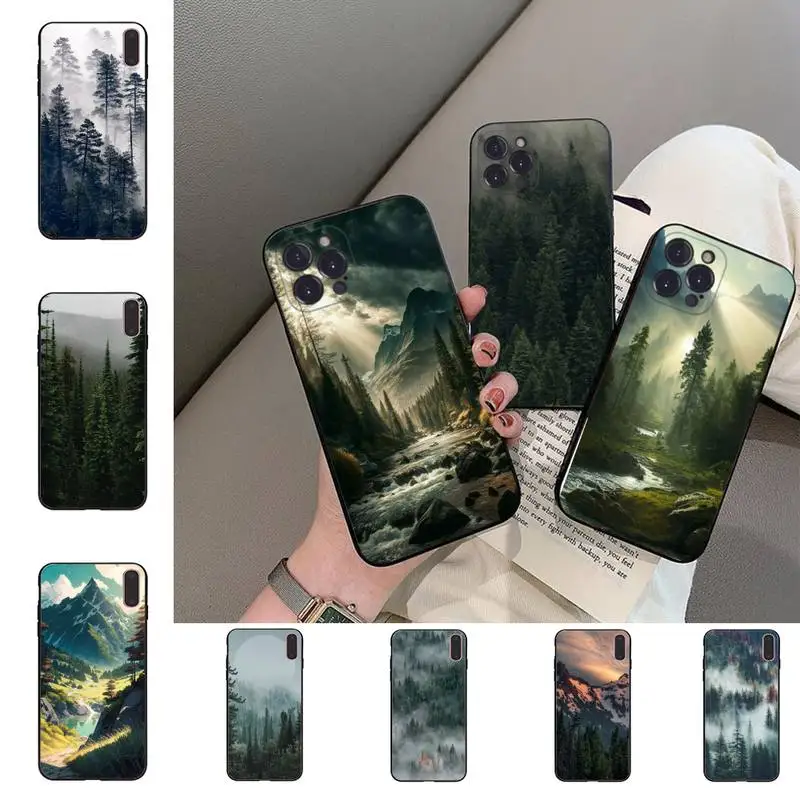

Mountain Forest Phone Case For iPhone 14 13 12 Mini 11 Pro XS Max X XR SE 6 7 8 Plus Soft Silicone Cover