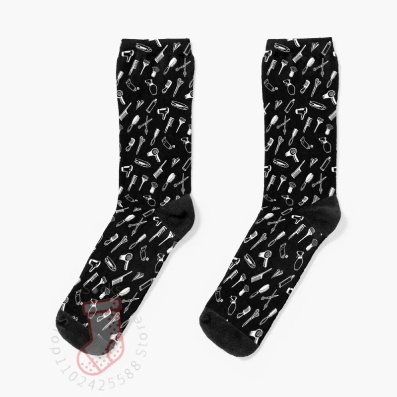 Hairdresser Hairstylist Theme Pattern Socks Winter Man Sock Men'S Sock Warm Socks For Men