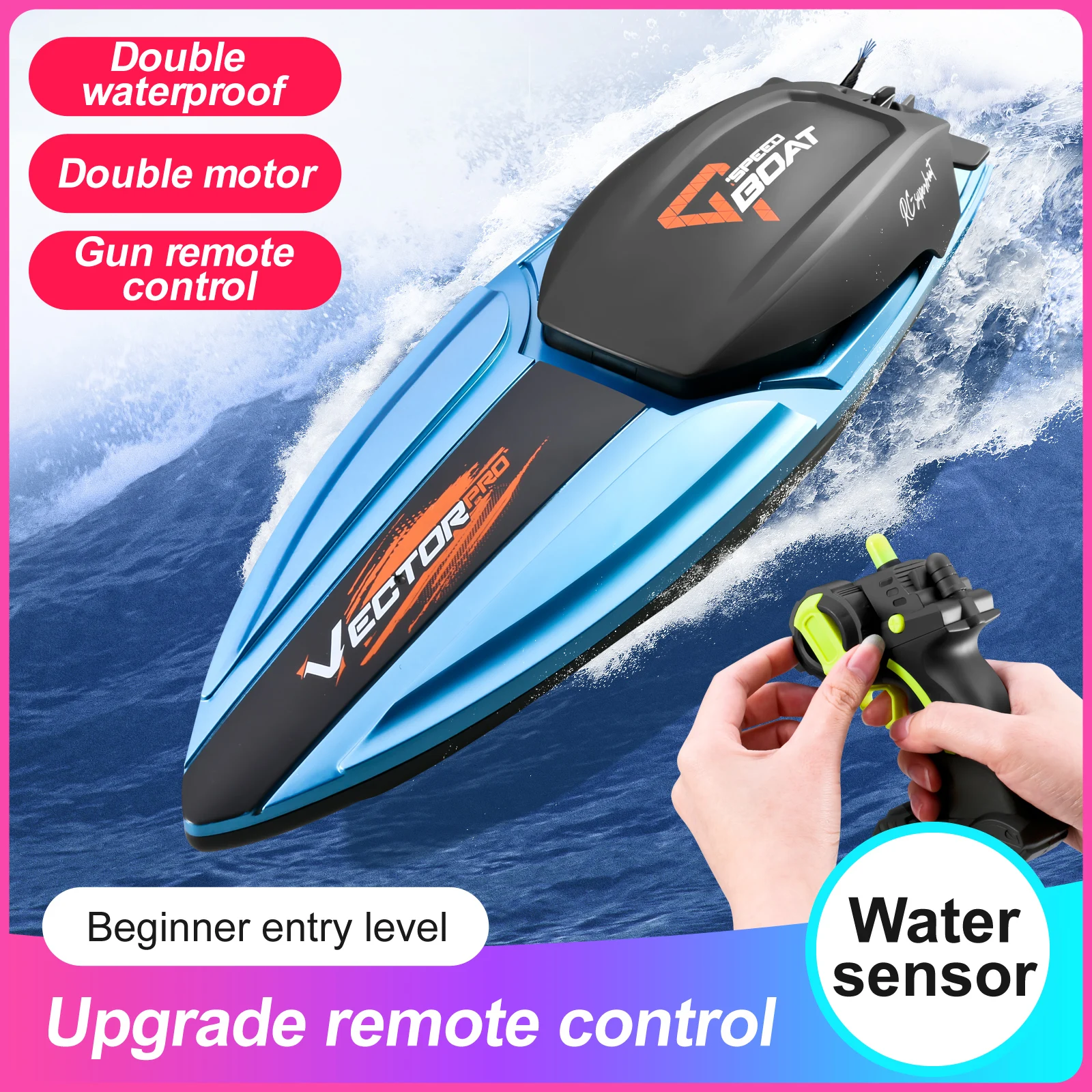

2.4Ghz RC Boat Double Waterproof Super Drop Resistance Radio Remote Controlled High Speed Ship 25km/h RC Boats For Adults