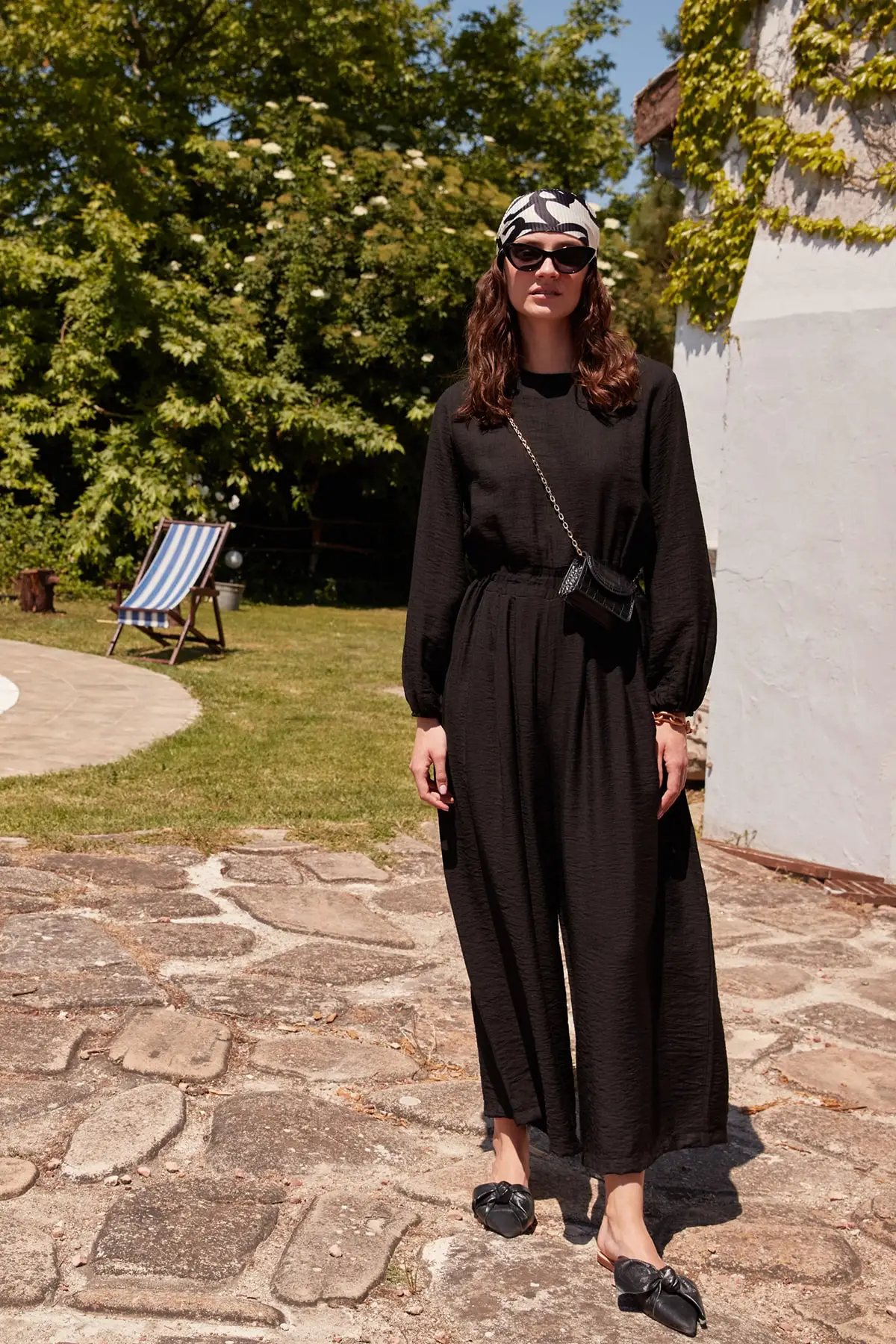 

Black Cutout Women 'S Rompers Hijab Clothing Oversize Bike Collar Long Sleeve Viscose Polyester 2021 Core Vibe Bestseller