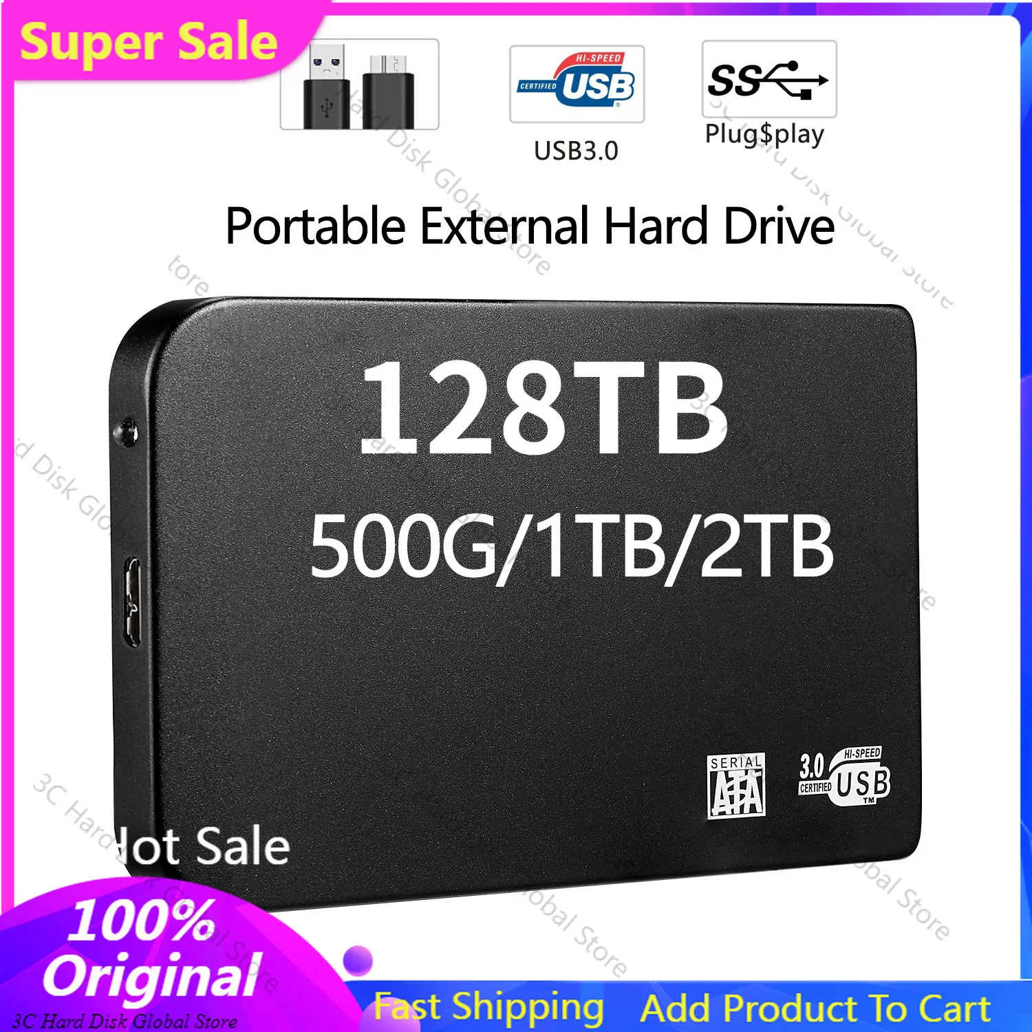 Portable Original 16TB 8TB 4TB 2TB  External Hard Drive High-speed USB3.0 Interface HDD Mobile Hard Drive For Laptop/mac