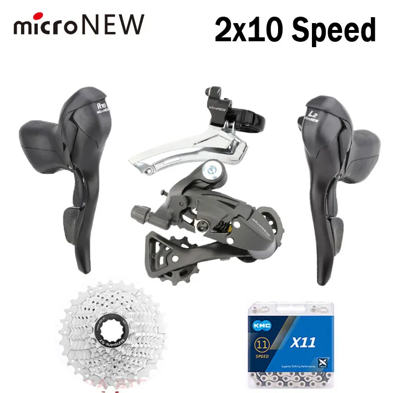 

MicroNew 2x10 Speed Road Bike Groupset Shifter Derailleur 20 Speed Gear Set Bicycle Transmission 10S Chain Cassette Bike Parts