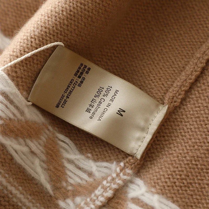 Европейский зимний модный толстый вязаный роскошный кардиган из 100% кашемира с