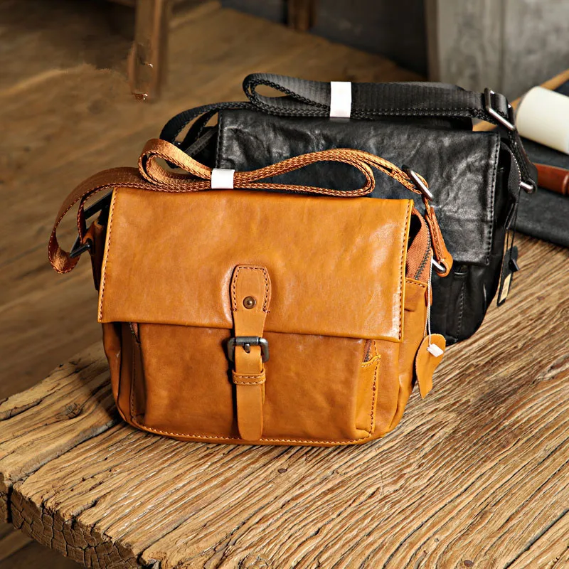 Simple leisure luxury designer men's real cowhide shoulder bag daily outdoor high quality genuine leather crossbody bag for teen