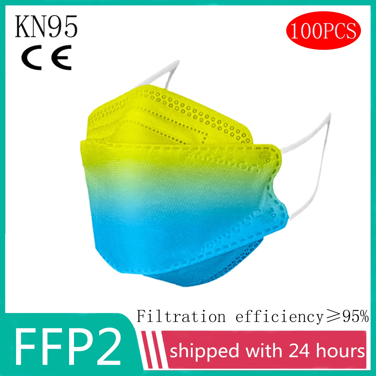 

10-100 шт. FFP2 маски KN95 радужные рыбные маски-кариллы Homologada españa ffp2mask защитная маска для лица с респираторным фильтром