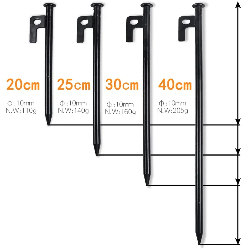 12 упаковки гвоздей для палаток Сверхмощные стальные гвозди Колышки кемпинга