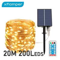 20m 200led solar fairy string lights outdoor waterproof super bright copper wire for garden christmas tree party wedding decor