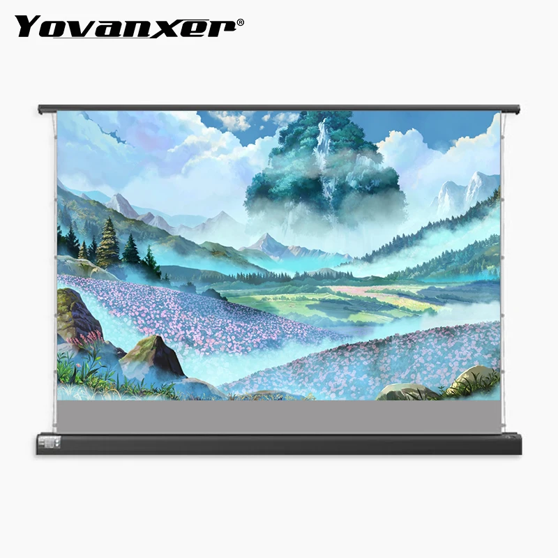 

100 Inch Electric Tab-Tension ALR Rollable Floor Rising Projection Screen Cinema White Motorized For Long Throw Projector 3D 4K