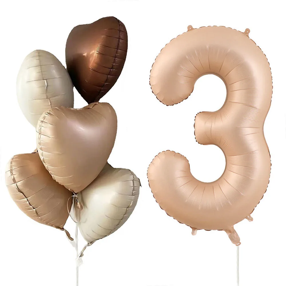 

Caramel Number Balloons Set 40inch Large Digital Foil Balloon 18inch Heart Helium Air Globos Wedding Birthday Party Decoration