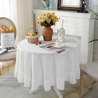 european round tablecloth white ruffled ramadan tablecloth cotton and linen placemats table flags for birthday table decoration